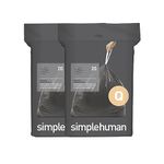 simplehuman Code Q 40 Odorsorb Liners, 50% Recycled Custom Fit Odour Absorbing Bin Liners in Dispenser Packs with Durable Drawstring Tie Handle, 50-65L