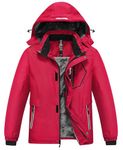 MoFiz Boy's Ski Jacket Windproof Waterproof Thicken Fleece Hooded Warm Winter Snow Snowboarding Coat for Kids DH-Red 10-12 Years