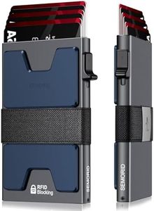 SEMORID Slim Aluminum Card Holder Wallet for Men, Durable Expandable Backplate, RFID Blocking Minimalist Metal Pop Up Wallet, Holds 12+ Cards Plus Cash