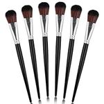 6PCS Mop Brush for Acrylic Painting 1 Inch Oval Blending Brushes Oil Paint Brushes Art Paintbrush with Wooden Handle for Acrylic Watercolor Oil Painting Face Body Art, Black