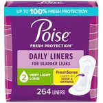 Poise Incontinence Panty Liners, Very Light Absorbency, Long, 44 Cont (Pack of 6)