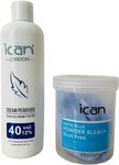 ICAN LONDON PROFESSIONAL CREAM PEROXIDE 40 VOL 12% 250 ML + RAPID BLUE POWDER BLEACH 80 G JAR SET