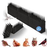 12Pcs Wall & Fence Spikes, Plastic Anti Bird Spikes for Outside, Cat Squirrel Raccoon Pigeon Fox Intruder Deterrent Spikes, Bird Repellent Spikes for Garden, Balcony, Roofs, Gate Wall, Window (Black)