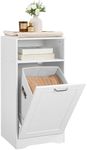 HOOBRO Laundry Cabinet, Tilt Out Laundry Hamper with Removable Basket and Open Shelving, Freestanding Storage Cabinet, Space Saver, for Laundry Room, Living Room, Bathroom, Small Space, White WT40XY01