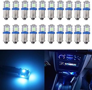 BlyilyB 20-Pack BA9 BA9S 53 57 1895 64111 Ice Blue LED Car Light Bulb for License Plate Side Door Courtesy Interior Dome Map Lights