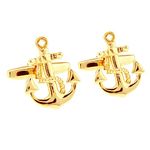 Vintage Mens Boat Anchor Sailors Ocean Cufflinks Wedding Gift - Gold