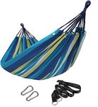 SONGMICS Cotton Hammock Swing Bed for Patio, Porch, Garden or Backyard Lounging - Heavy-Duty, Lightweight and Portable - Indoor Outdoor - Blue, Yellow UGDC15YU