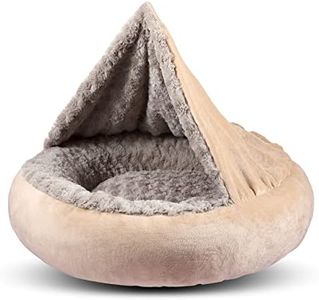 GASUR Small Dog & Cat Bed, 23'' Donut Pet Bed Mat with Hooded Blanket, Anti-Anxiety Burrow Cave Bed, Cozy Puppy Bed, Machine Washable, for Indoor Pets up to 20lbs