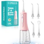 COSLUS C51 Portable Water Teeth Flosser: 3 Modes & 6 Pressure Settings for Whole Family Various Cleaning Need, Jet Mode for Beginner-Friendly, Compact for Travel, 300ml Tank, IPX7 Waterproof, Pink
