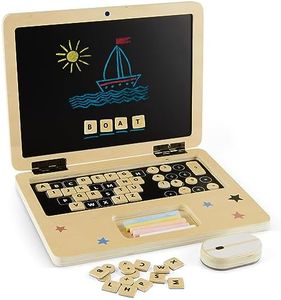 Litti City Wooden Computer Pretend Play Set - Kids, Baby, Toddler Laptop - Toy Laptop for Kids - Fake Toy Computer - Kids Toy Laptop - Pretend Laptop Toy - Kids Play Laptop - Toddler Learning Toys