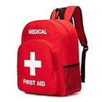 PAXLAMB Red First Aid Bag Empty First Aid Backpack Empty Medical Storage Bag for First Aid Kits Pack Emergency Hiking Backpacking Camping Cycling Travel Car (15.7 * 11.8 * 5.9") (Red)