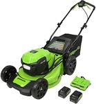 Greenworks 48V (2 x 24V) 21" Brushless Cordless (Self-Propelled) Lawn Mower (LED Headlight), (2) 5.0Ah Batteries and Dual Port Rapid Charger Included (125+ Compatible Tools)