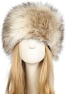 Old Dlrd Russian Hat,Winter Faux Fur Hats for Women,Warm Russian Cossack Style Hat for Ladies Grey