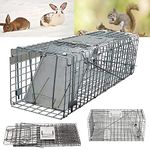 24 inch Large One-door Humane Mouse Traps Cat Trap Garden Rat Rabbit Trap for Bird Cat Dormouse Similar Sized Wildlife,Folding Galvanised Mesh Live Animal Catcher for Indoors Outdoors,with Handle