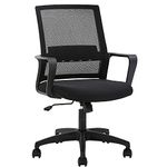 FDW Home Office Chair Ergonomic Desk with Lumbar Support Armrests Mid-Back Mesh Computer Executive Adjustable Rolling Swivel Task (Black)