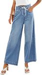 GRAPENT Women's Plus Size Wide Leg Jeans Wide Leg Jeans for Women Plus Size Baggy Jeans Wide Leg Jeans for Women High Waisted Color Azure Mood Size 20 Size 22