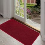 Non-Slip Entrance Door Mat - Polyester Door Rug for Indoor & Outdoor Use, Washable & Absorbent Entryway Mats for Front Door, 30 x 18 Inches Red and Black Mixed Colors