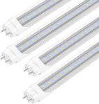 LED Bulbs 4ft T8 Fluorescent Light Bulbs 48 inchType A+B,24W 3200LM 6500K Clear Super Bright,Single and Double End Powered,No Need Ballast Bypass,T8 T10 T12 Fluorescent Bulbs Replacemen(4-Pack)