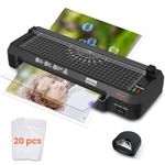 Laminator, Portable A4 Thermal Laminating Machine with Hot and Cold Settings, Quick Warm-up and No Bubbles with 20 Laminator Pouches,1 Corner Rounder, Built-in Paper Cutter, for School/Home/Offices