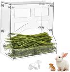 Acrylic Rabbit Hay Feeder with Lid, Transparent Hanging Food Dispenser Hay Feeder for Bunny Rabbits Guinea Pig Cage Chinchillas Hamsters Small Pets and Animals（Large