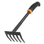 BFG Garden Rake Heavy Duty, Garden Tools, 9cm Wide 32cm Long, Garden Rake for Soil, Allotment Equipment, Hand Rake for Gardening, Rubberised Ergonomic Handle, Carbon Steel, Soil Rake