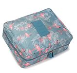 SKYFUN (Label) Foldable Makeup Cosmetic Wash Toiletry Storage Purpose Travelling Accessories Bag Kit with Mini Carry Pouch for Men Women-Blue Flamingo