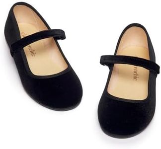 Childrenchic Mary Jane Shoes for Girls – Classic & Comfortable Dress Shoes for Toddlers & Kids – Perfect Flats for School, Play, and Special Occasions (Velvet, Black, 5 Toddler)
