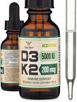 Vitamin D3 K2 5,000 IU Liquid Drops (5,000 IU of D3 and 200mcg of 99.9% All-Trans Patented K2 MK-7 (K2Vital)) Max Absorption Liquid Vitamin D Drops (30 Servings) by Double Wood