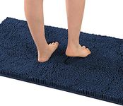 H.VERSAILTEX Bath Mat Bath Rug for Bathroom Luxury Chenille Bathroom Rug Mat Extra Soft and Absorbent Microfiber Shaggy Rugs Non Slip Rug Quick Dry Bath Mat Washable, 24 x 47 Inches, Navy