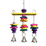 Colourful Wooden Pet Parrot Bird Toys Swing Macaw African Greys Budgies Cage Chew Toy with Bells