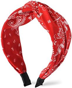 Red Bandana Headband Knotted Headbands for Women Cross Knot Headband Boho Hairband Bandana Head Bands for Women's Hair Non Slip Twist Knot Headband Paisley Headbands Turban Knotted Headband