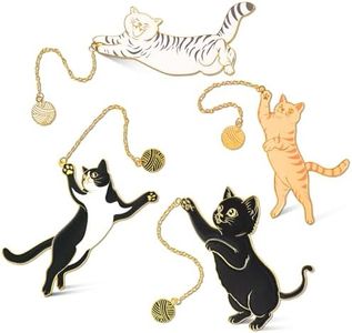 4 Pcs Cat Bookmark Set for Women, Cute Metal Bookmarks with Gold Chain and Round Charm, Book Marks for Reading Women, Book Marker, Bookmarks for Book Lovers