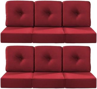 ACTREST Luxury 22x24/22x25 6-Inch Outdoor Deep Seat Cushions Set of 6 - Comfortable Patio Zipper Chair Cushion for Outside Wicker Wicker Rocking Swivel Chairs Loveseat Couch Sectional Sofa - Red