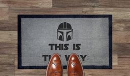 Mandarlorian Chewie This Is The Way Star Wars Fans Nylon Light grey Brown Cream Novelty Door Mat (Light Grey)
