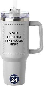 DISCOUNT PROMOS Custom Alps Stainless Steel Travel Mugs with Handle 40 oz, Set of 24, Personalized Bulk Pack - Ideal for Outdoor Adventures and Daily Commute, Great for Water or Coffee - White