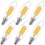 LiteHistory dimmable B10 led Bulb 60W Candelabra led Bulbs Warm White 2700k Clear 6W Ceiling Fan Light Bulbs ac120v Chandelier Light Bulbs 600lm e12 Edison Bulb 6Pack