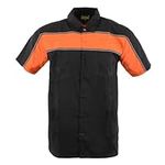 Biker Clothing Co. MDM11673 Men’s Black and Orange Short Sleeve Motorcycle Shirt with Reflective Material - Large