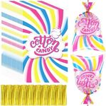 Wesnoy 500 Pcs Carnival Cotton Candy Bags with Ties Large Bags for Cotton Candy with Print Carnival Candy Bags for Carnivals Party Favors, Circus Carnival Supplies 18.5 x 11.5 Inches