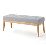 Christopher Knight Home Living Anglo Light Grey Fabric Bench, 15.75” D x 43.50” W x 17.00” H