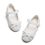 Kiderence Little Toddler Girls Dress Shoes Ballerina Ballet Flats Kids White Mary Janes Size 5