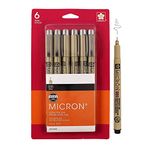 Sakura 50034 6-Piece Pigma Micron-005 Ink Pen Set, 0.20mm, Black