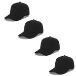 Funshow 4 Pack Classic Baseball Cap Cotton Dad Hat for Men Women Black