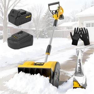 Cordless Electric Snow Shovel, 20V 12-Inch Snow Blower Cordless with Directional Plate and Adjustable Front Handle, Equipped with LED Lights for Driveway, Steps, and Walkways(4Ah Battery and Charger)