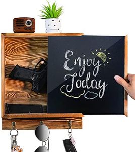 MOCAS Hidden Gun Storage, Hidden Wall Gun Safe Pistol Rack Shelf with 3 Hooks for Secret Decor Concealment Furniture, Art Storage Cabinet Wooden Storage Shelves Indoor Picture Frame