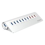 ORICO 48W Powered Aluminium USB Hub - 7 Port USB 3.0 Data Splitter plus 3 Smart USB Charging Ports (1 x 2.4A & 2 x 1A) - Silver