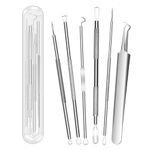 Fangze Blackhead Remover Tool Kit - 6 Pcs Pimple Popper Tool Kit Set Professional Blackhead Extractor for Face Nose (Silver)