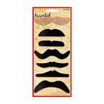 HD Novelty Men's Fake Moustache Black 6-Piece Set Self-Adhesive Fake Mustache for a Variety of Costumes & Theatrical Disguises Great for Halloween, Cosplay, Parties (Black Assorted)