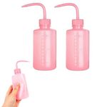 Wash Bottle, Pink Rinse Bottle for Eyelashes, Plastic Squeeze Bottle with Angled Spout, Narrow Mouth Eyelash Water Squirter, Eyelash Water Squirte, Mouth, Cap for Lab, plant Watering, Tattoo Wash