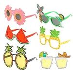 6 Pairs Luau Party Sunglasses Novelty Funny Hawaiian Tropical Eye Glasses Eyewear Cocktail Party Supplies Eyeglasses Summer Beach Party Sunglasses Photo Props for Adults (Multicolour B)