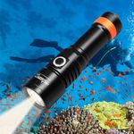 ORCATORCH D530 Scuba Dive Light, 1200 Lumens, 7 Degrees Narrow Beam Angle, Titanium Alloy Side Button Switch, 2 Lighting Modes, with Battery Indicator for Deep Sea Cave (5500K Warm White Light）